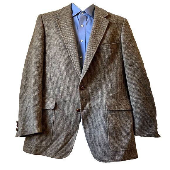 Austin Reed Vintage Tweed Wool Sport Coat Gray Barleycorn Fleck 42 44 Regent St - Picture 5 of 16